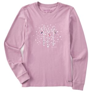 Women's Birds on Birch Long Sleeve Crusher Tee