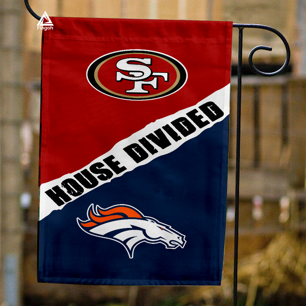 49ers vs Broncos House Divided Flag, NFL House Divided Flag