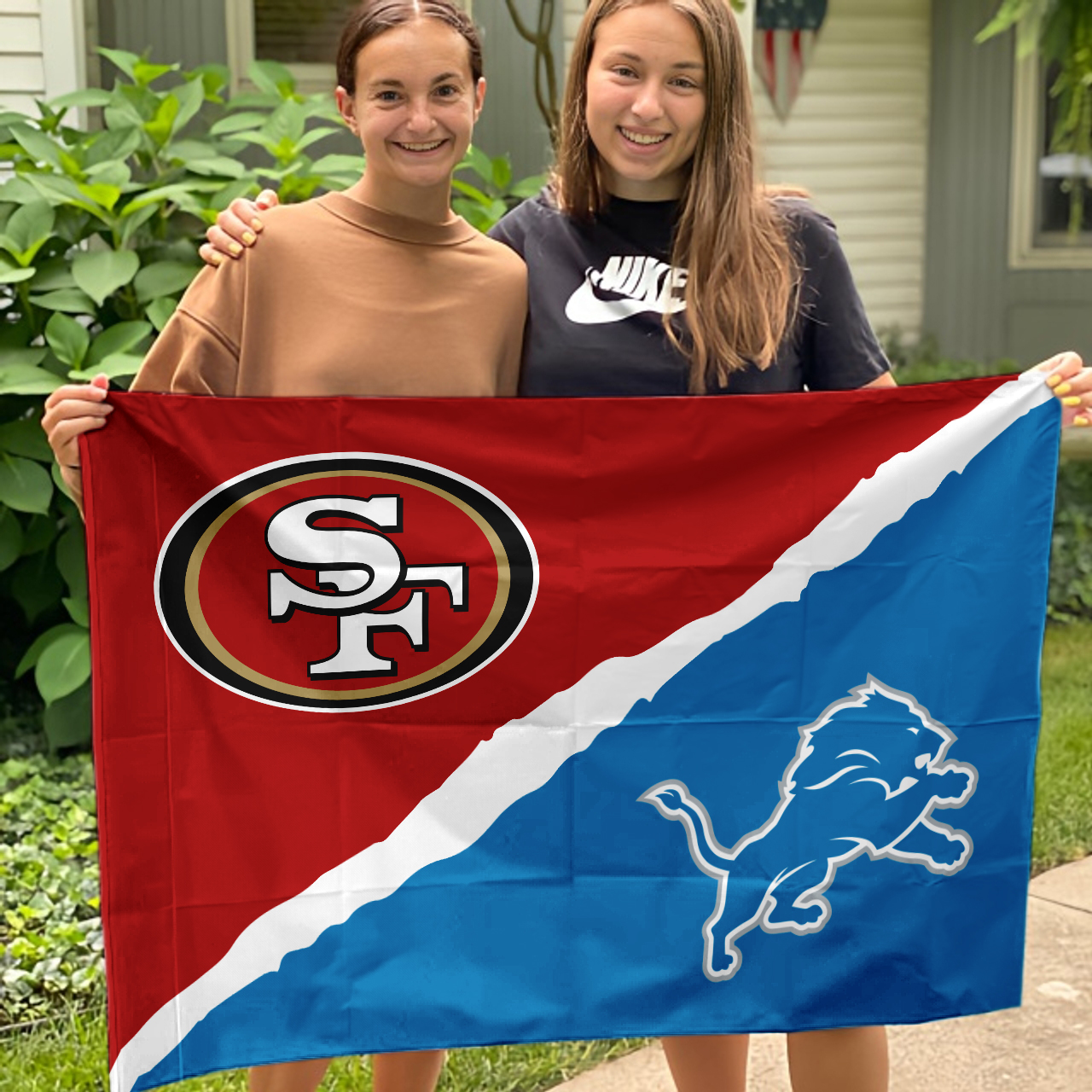 49ers vs Lions House Divided Flag, NFL House Divided Flag - Image 3