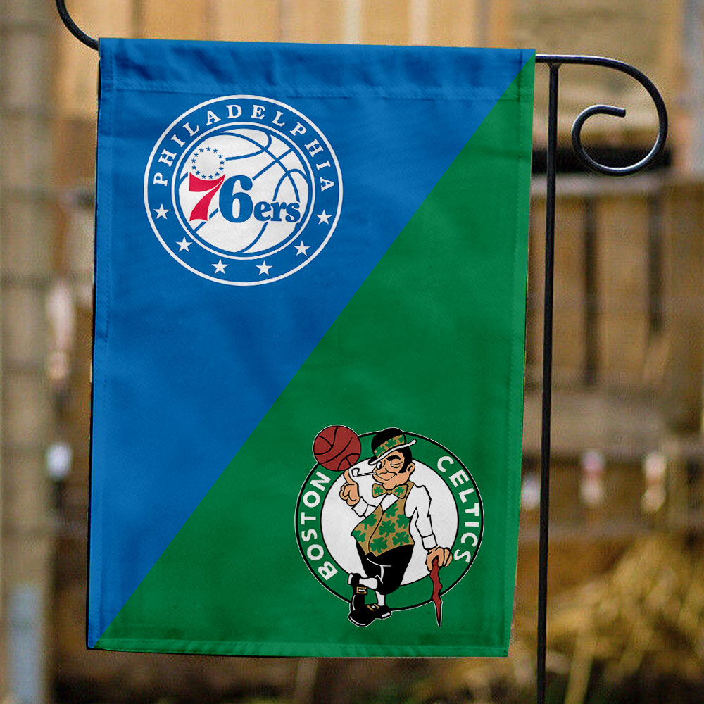 76ers vs Celtics House Divided Flag, NBA House Divided Flag