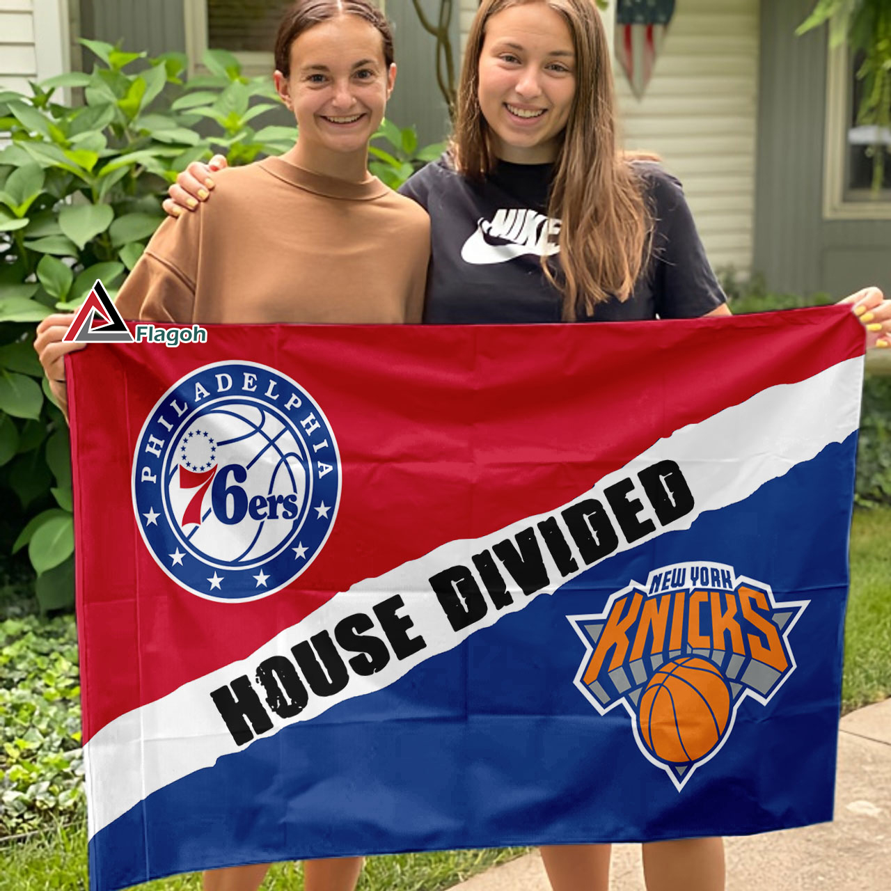 76ers vs Knicks House Divided Flag, NBA House Divided Flag - Image 3