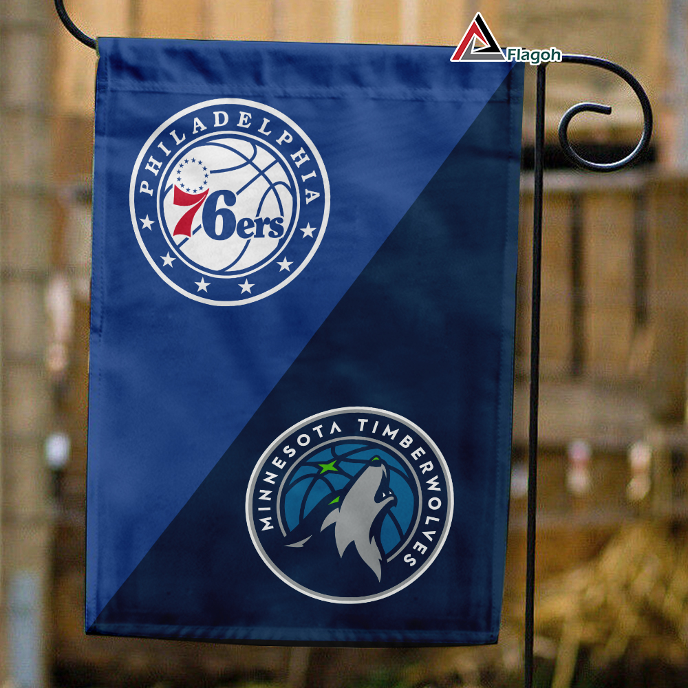 76ers vs Timberwolves House Divided Flag, NBA House Divided Flag