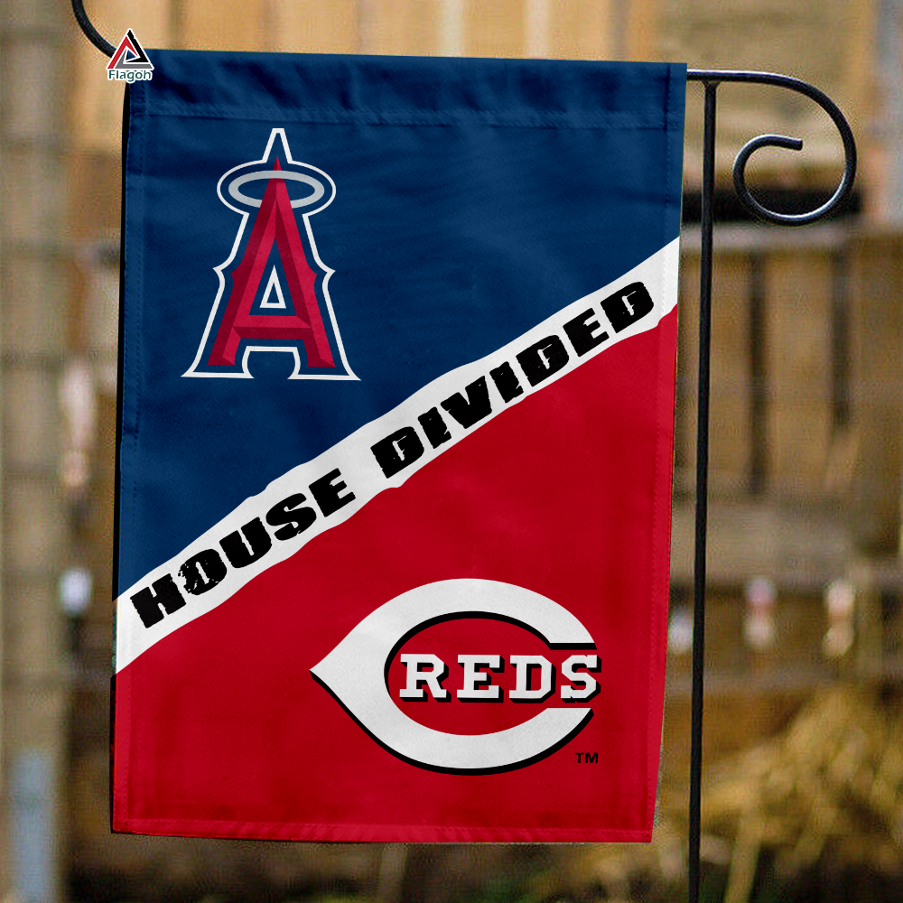 Angels vs Reds House Divided Flag, MLB House Divided Flag
