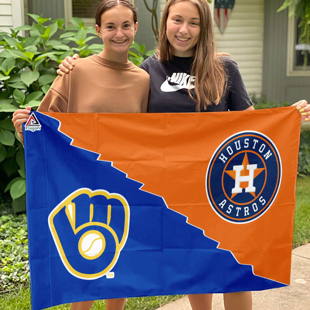 Astros vs Brewers House Divided Flag, MLB House Divided Flag - Image 3