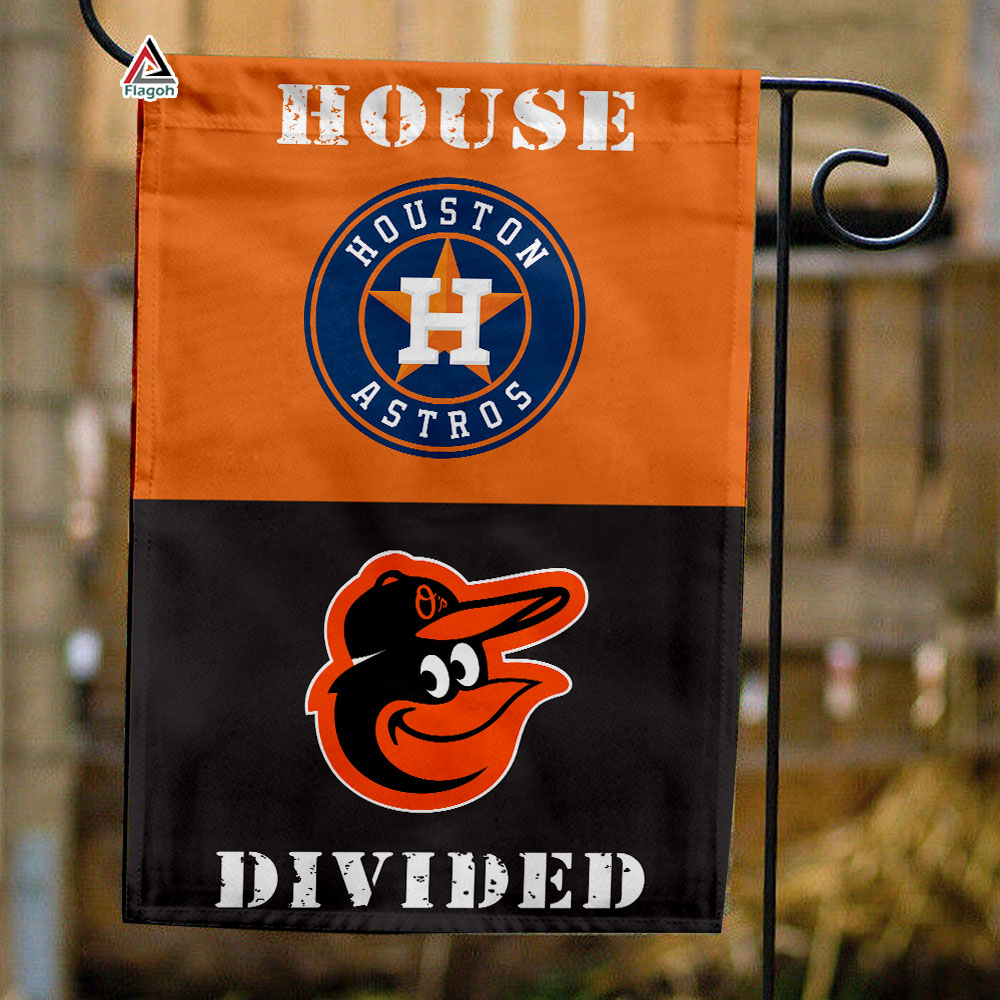 Astros vs Orioles House Divided Flag, MLB House Divided Flag