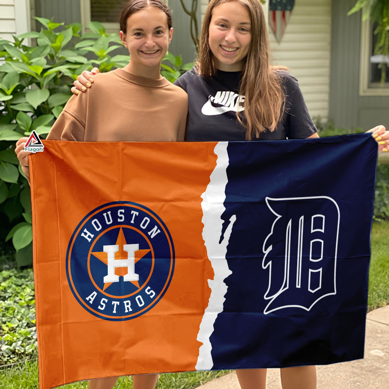 Astros vs Tigers House Divided Flag, MLB House Divided Flag - Image 3