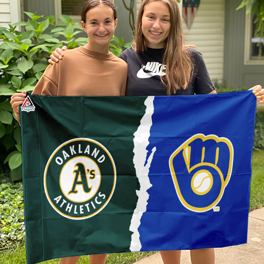 Athletics vs Brewers House Divided Flag, MLB House Divided Flag - Image 3