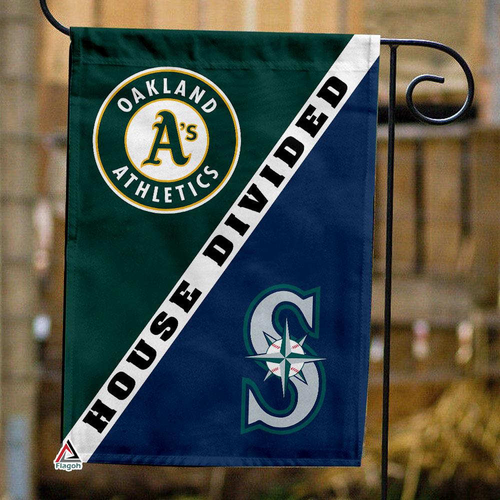Athletics vs Mariners House Divided Flag, MLB House Divided Flag