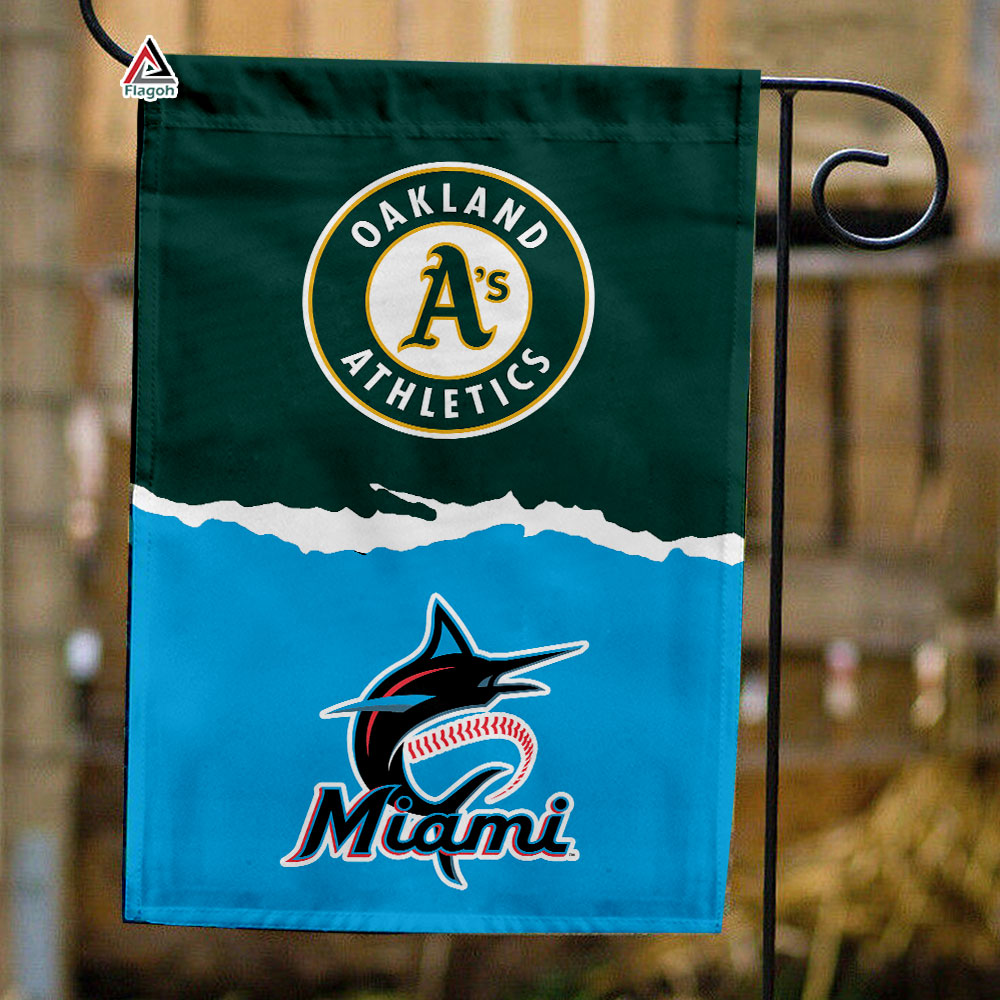 Athletics vs Marlins House Divided Flag, MLB House Divided Flag