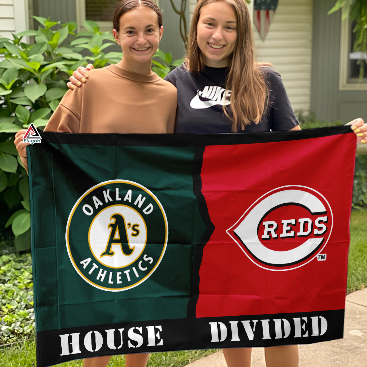 Athletics vs Reds House Divided Flag, MLB House Divided Flag - Image 3