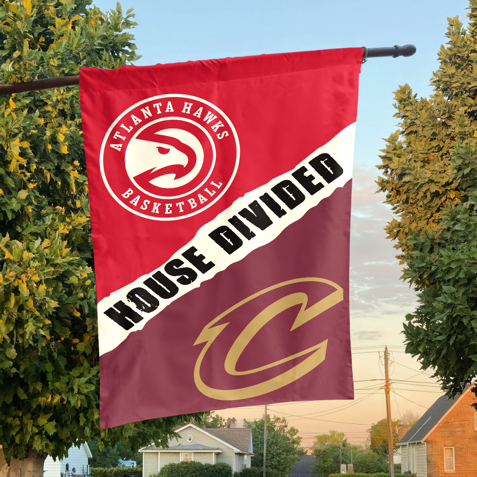 Atlanta vs Cleveland House Divided Flag, NBA House Divided Flag