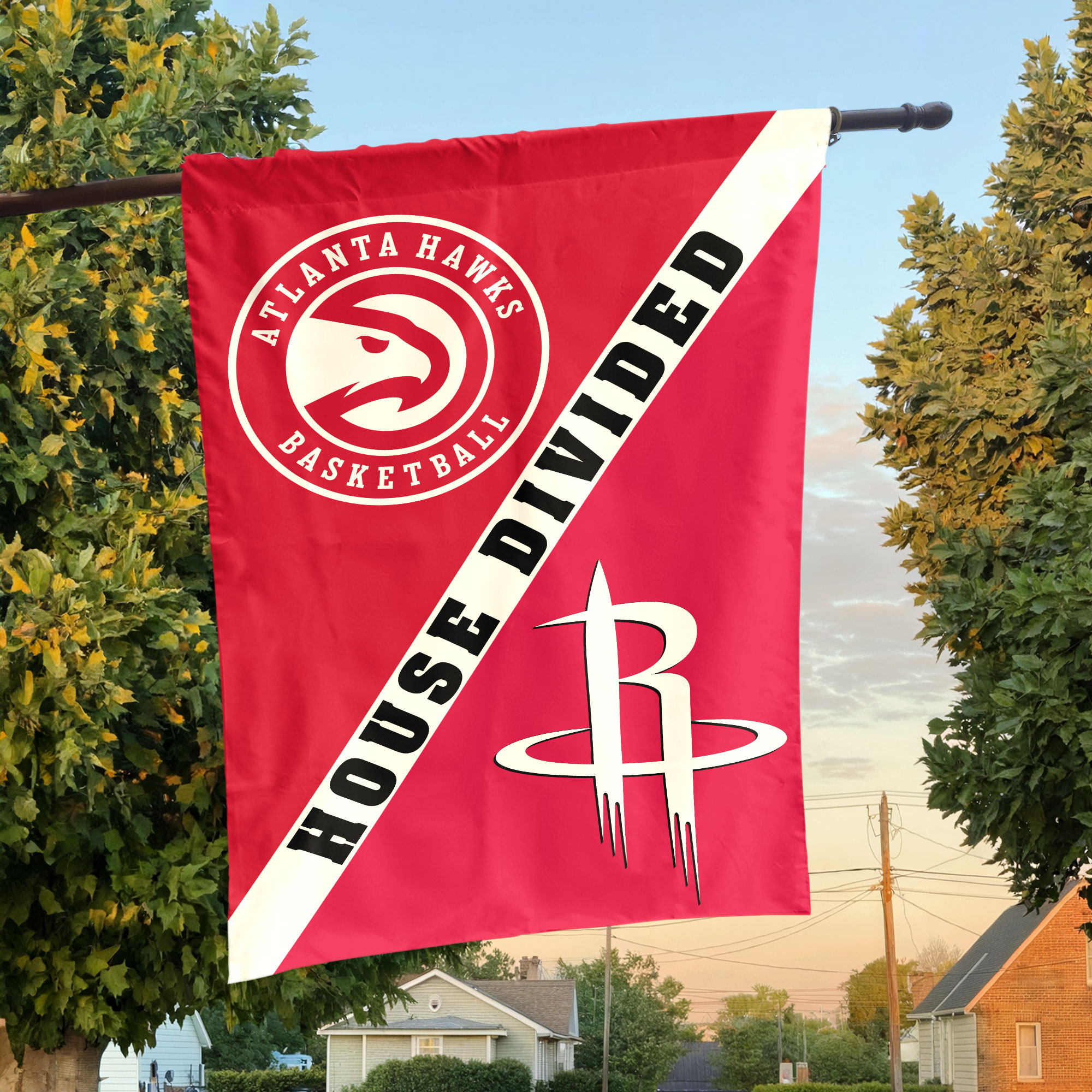 Atlanta vs Houston House Divided Flag, NBA House Divided Flag