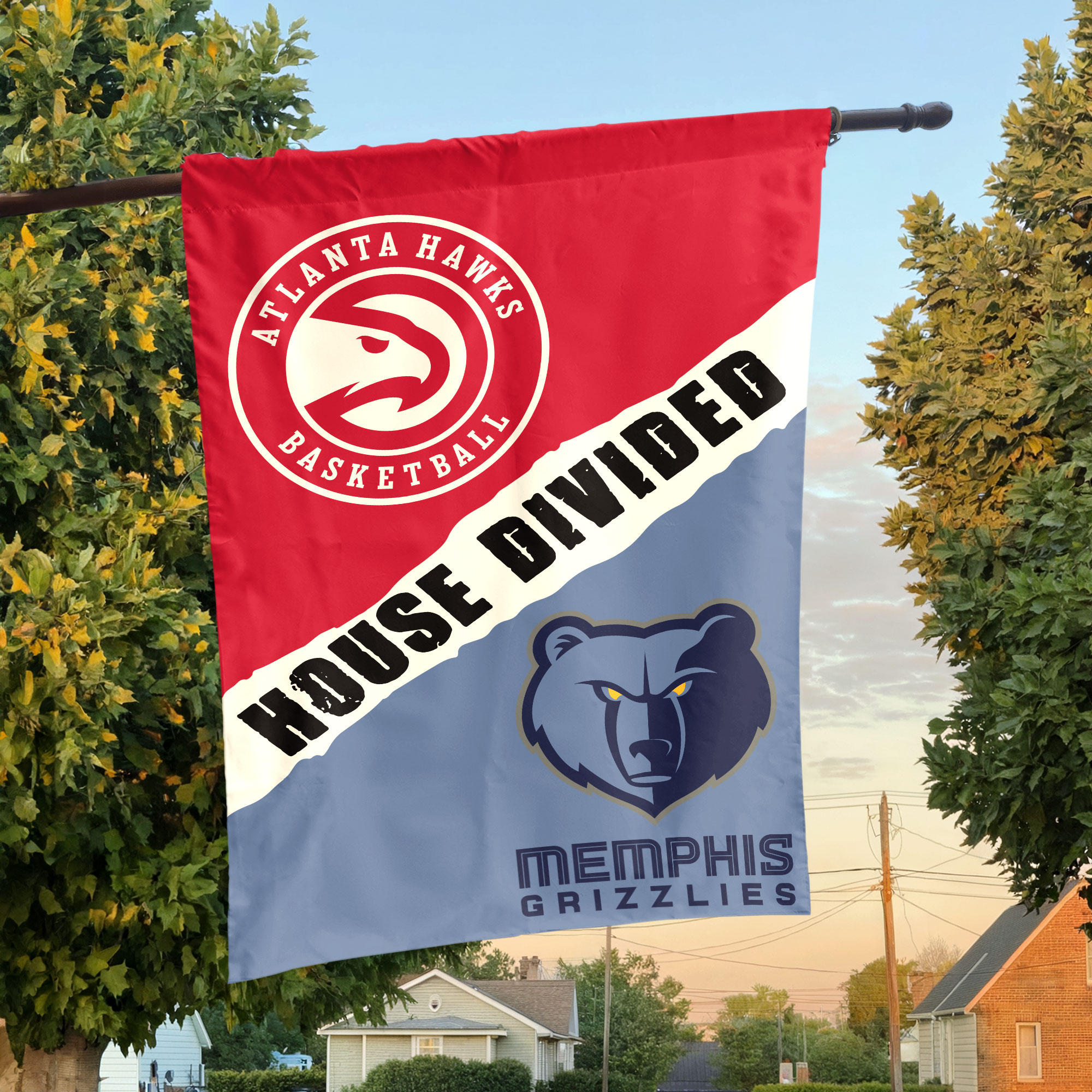 Atlanta vs Memphis House Divided Flag, NBA House Divided Flag