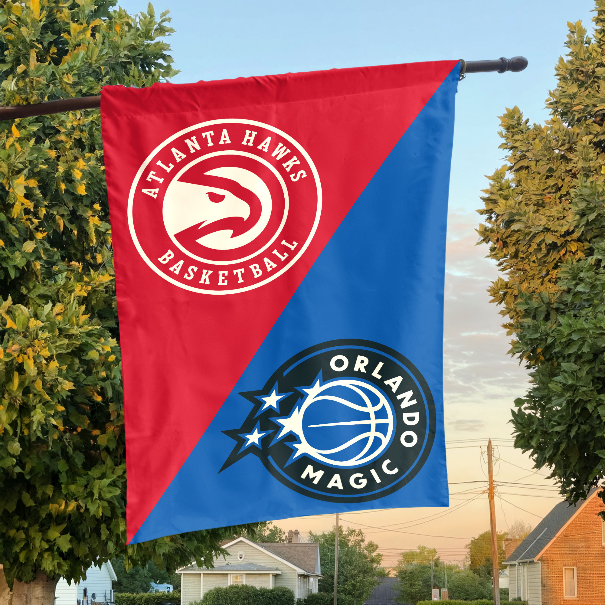 Atlanta vs Orlando House Divided Flag, NBA House Divided Flag