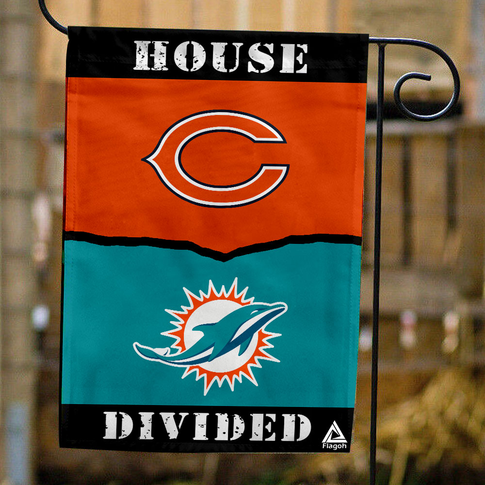 Bears vs Dolphins House Divided Flag, NFL House Divided Flag