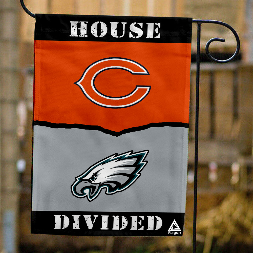 Bears vs Eagles House Divided Flag, NFL House Divided Flag