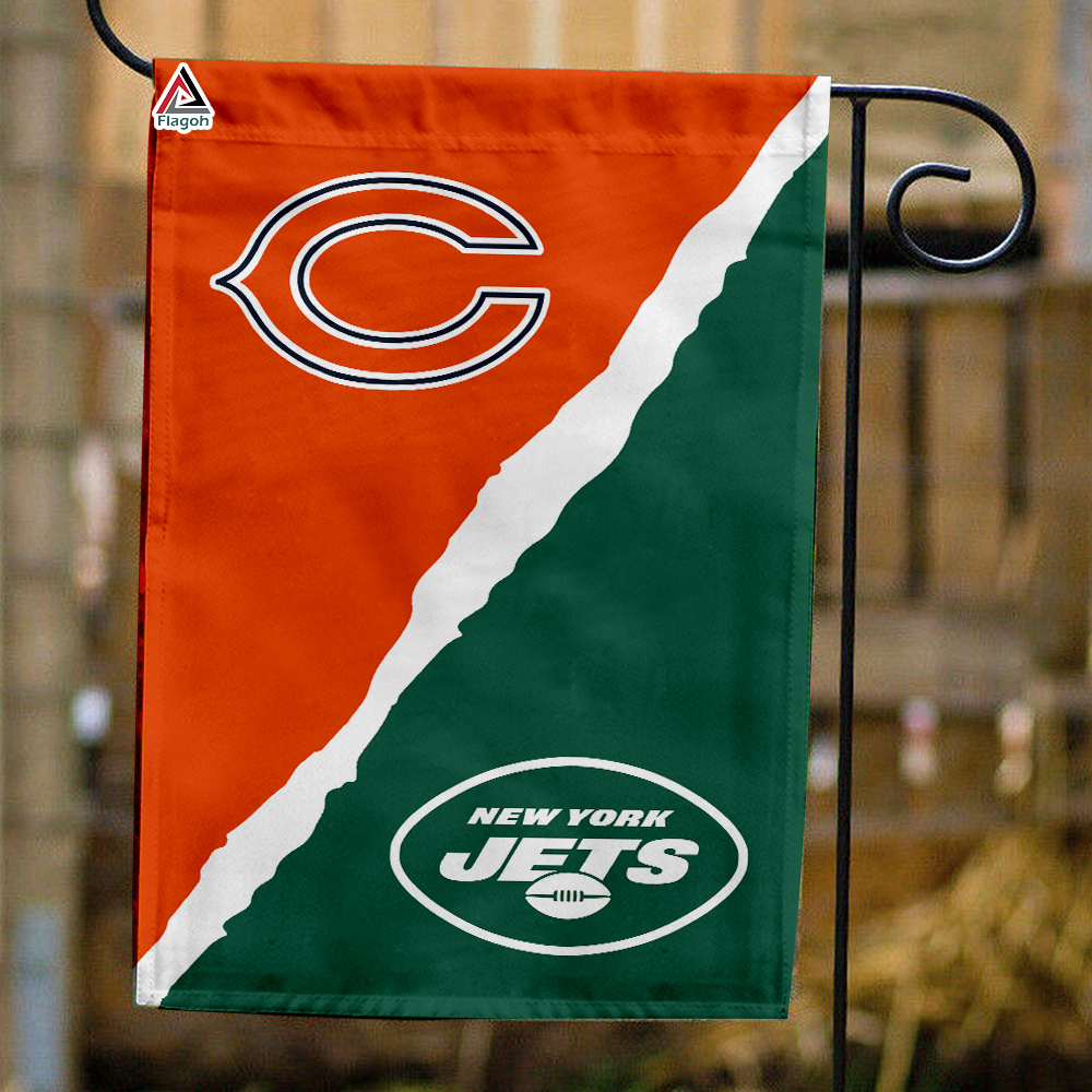 Bears vs Jets House Divided Flag, NFL House Divided Flag