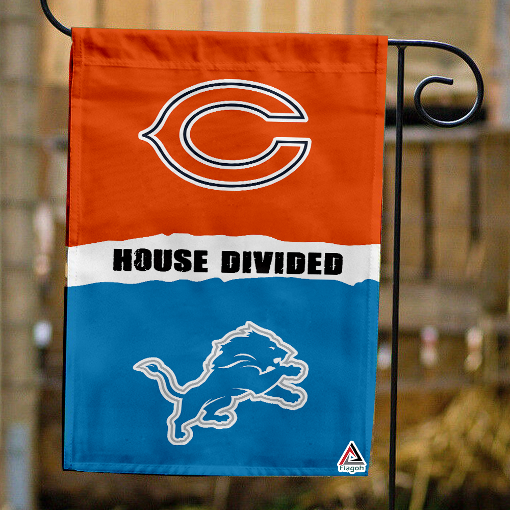 Bears vs Lions House Divided Flag, NFL House Divided Flag