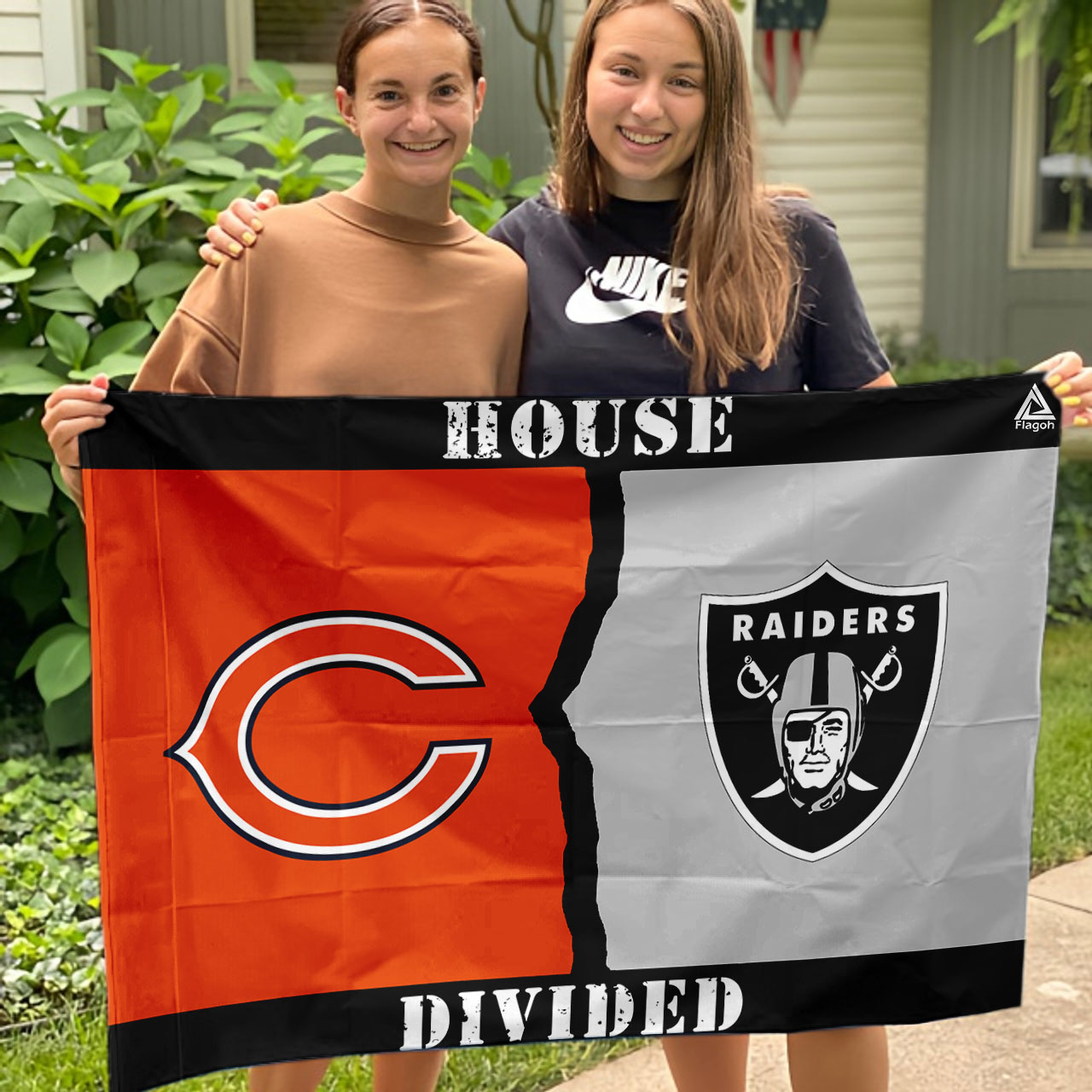 Bears vs Raiders House Divided Flag, NFL House Divided Flag - Image 3