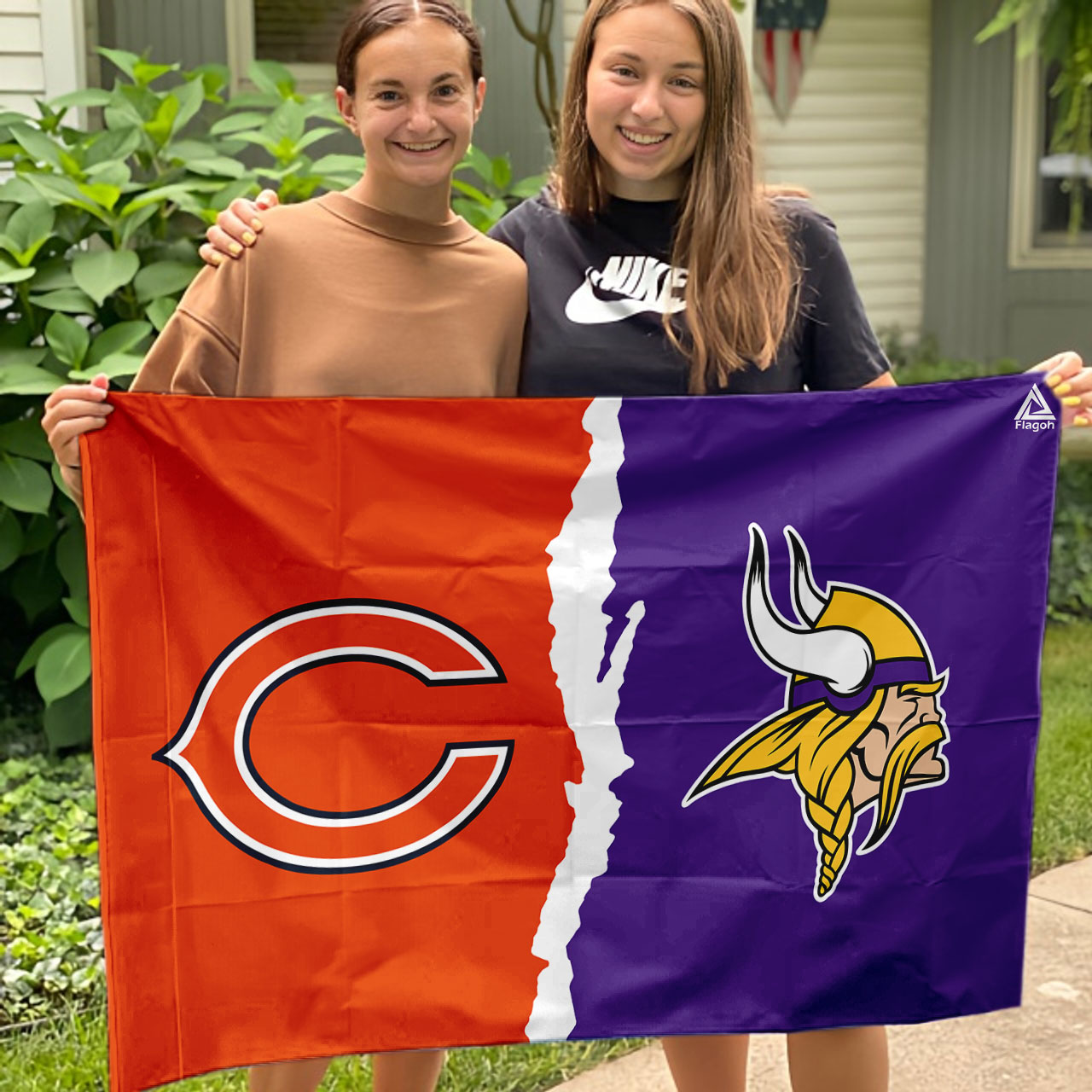 Bears vs Vikings House Divided Flag, NFL House Divided Flag - Image 3