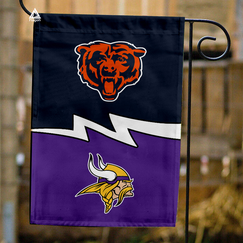 Bears vs Vikings House Divided Flag, NFL House Divided Flag