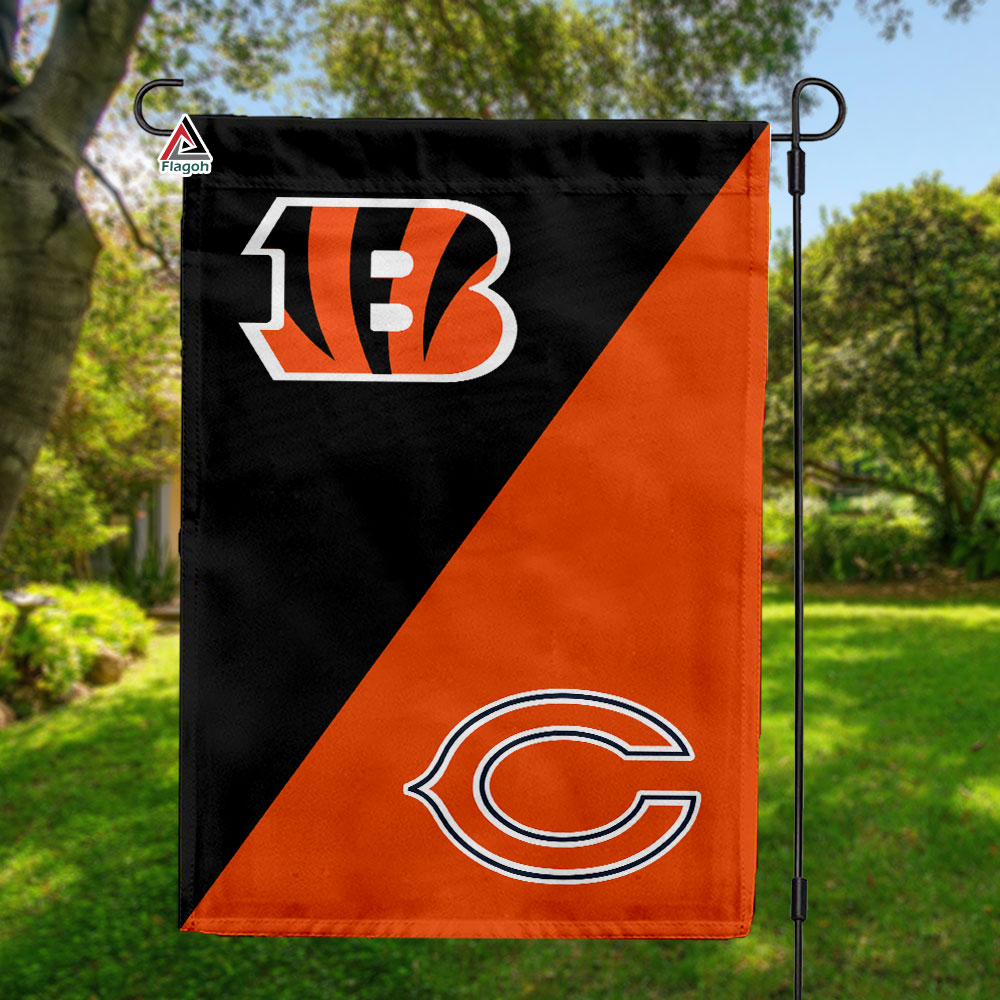 Bengals vs Bears House Divided Flag, NFL House Divided Flag