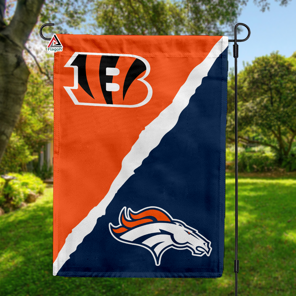 Bengals vs Broncos House Divided Flag, NFL House Divided Flag