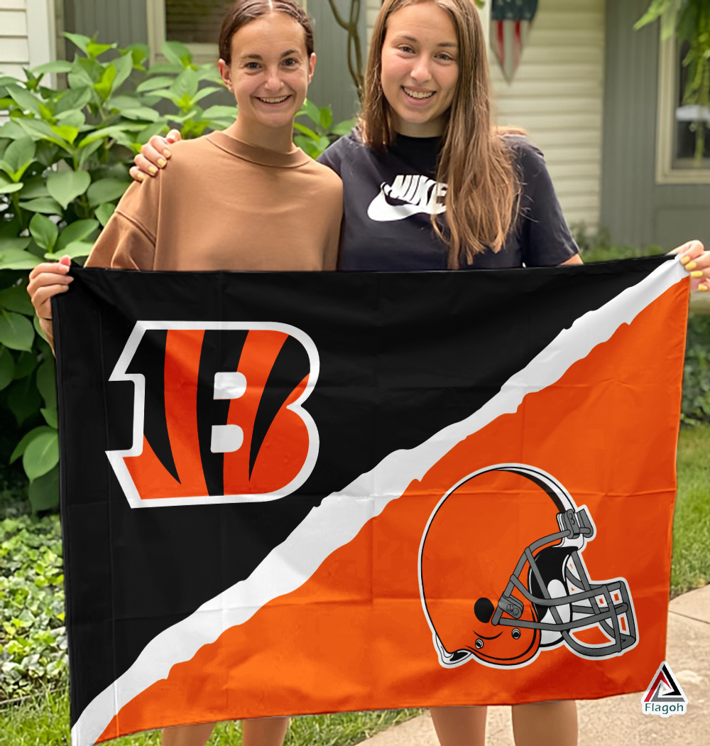 Bengals vs Browns House Divided Flag, NFL House Divided Flag - Image 3