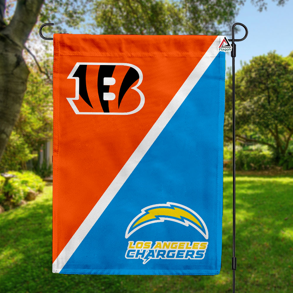 Bengals vs Chargers House Divided Flag, NFL House Divided Flag