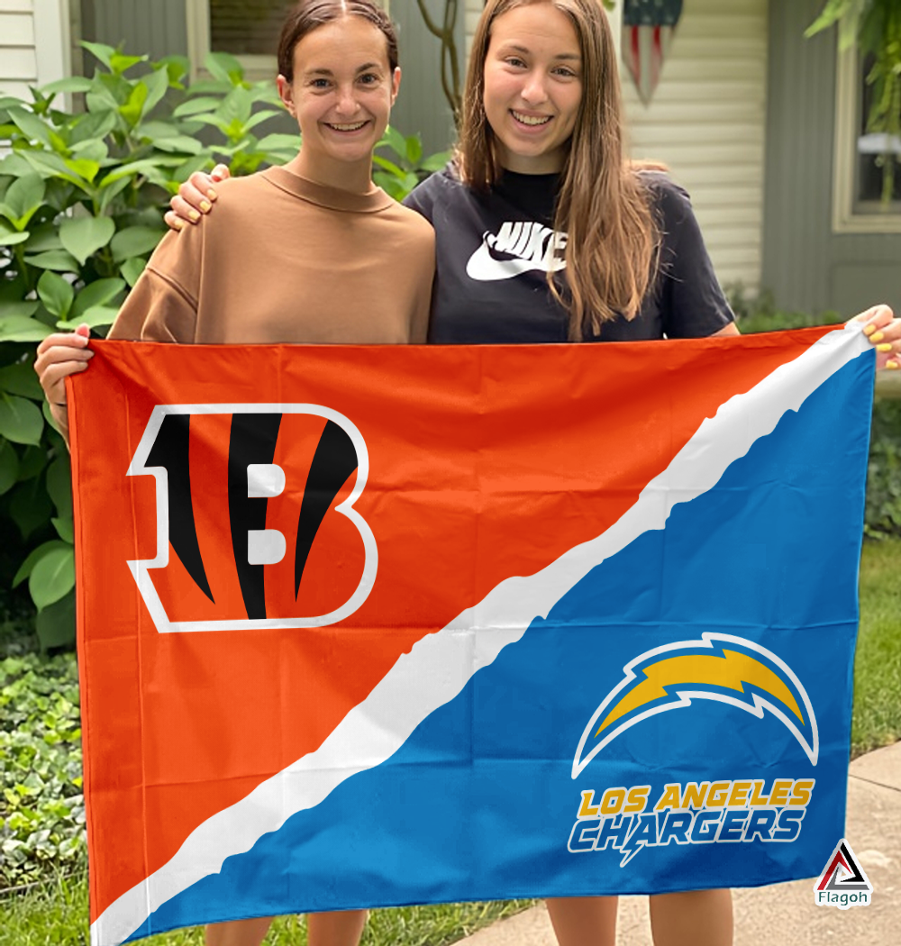 Bengals vs Chargers House Divided Flag, NFL House Divided Flag - Image 3