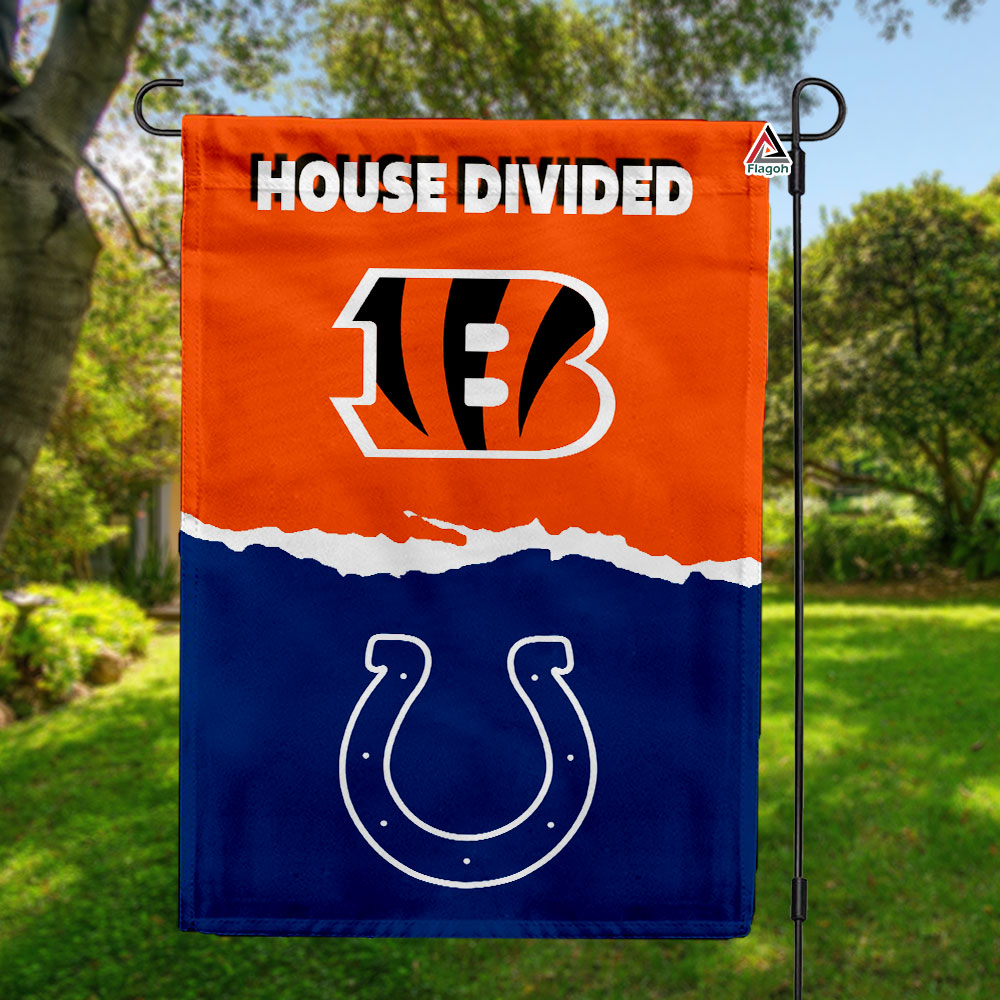 Bengals vs Colts House Divided Flag, NFL House Divided Flag