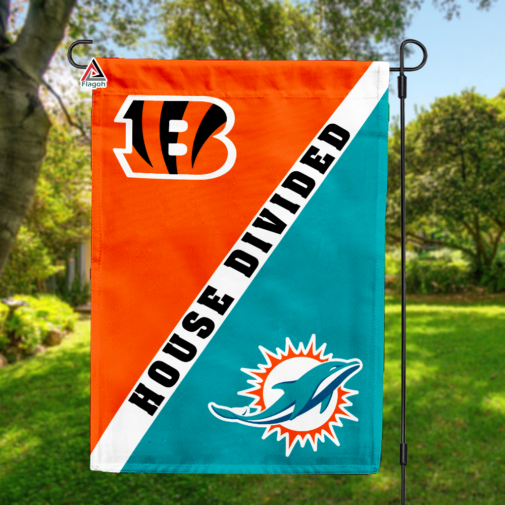 Bengals vs Dolphins House Divided Flag, NFL House Divided Flag