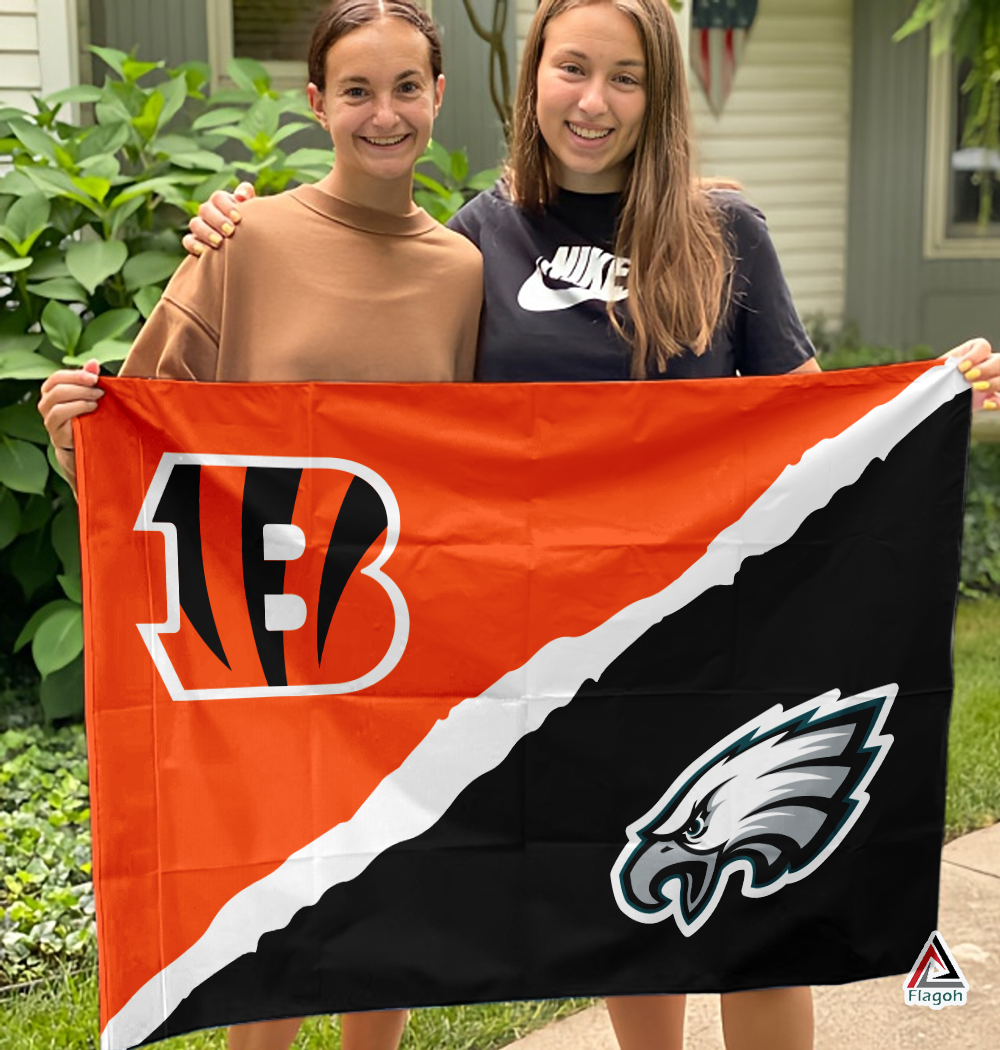 Bengals vs Eagles House Divided Flag, NFL House Divided Flag - Image 3