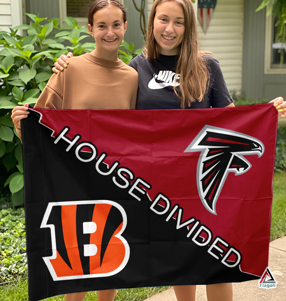 Bengals vs Falcons House Divided Flag, NFL House Divided Flag - Image 3