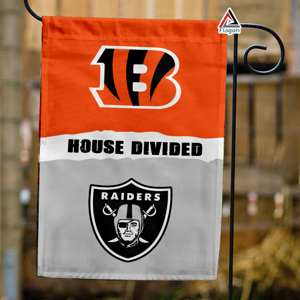 Bengals vs Raiders House Divided Flag, NFL House Divided Flag