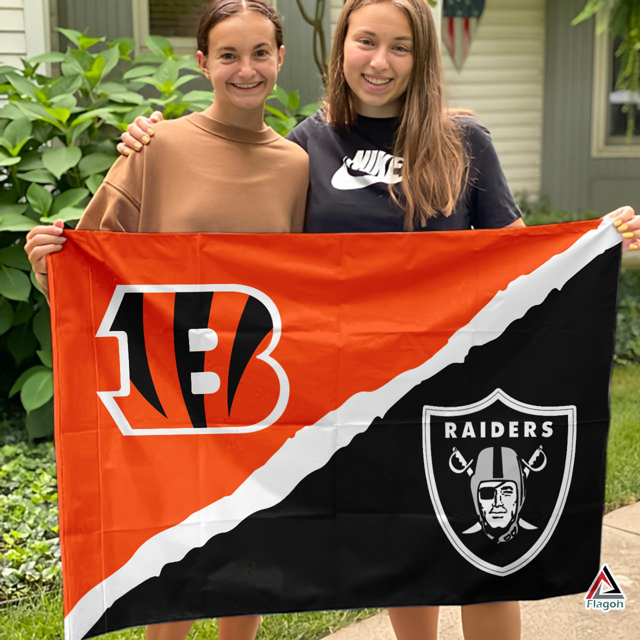 Bengals vs Raiders House Divided Flag, NFL House Divided Flag - Image 3