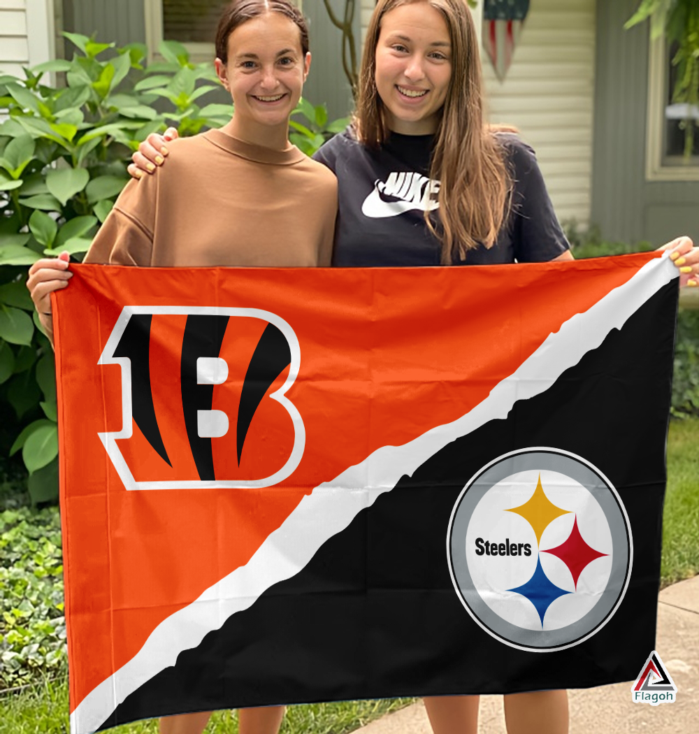 Bengals vs Steelers House Divided Flag, NFL House Divided Flag - Image 3