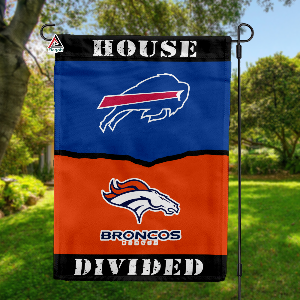 Bills vs Broncos House Divided Flag, NFL House Divided Flag