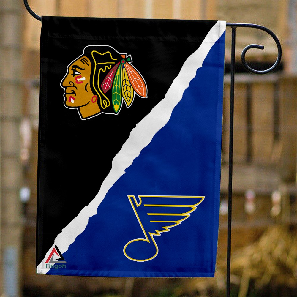 Blackhawks vs Blues House Divided Flag, NHL House Divided Flag