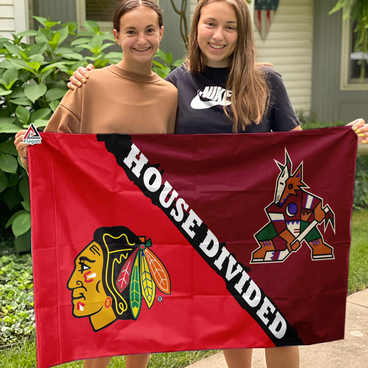 Blackhawks vs Coyotes House Divided Flag, NHL House Divided Flag - Image 3