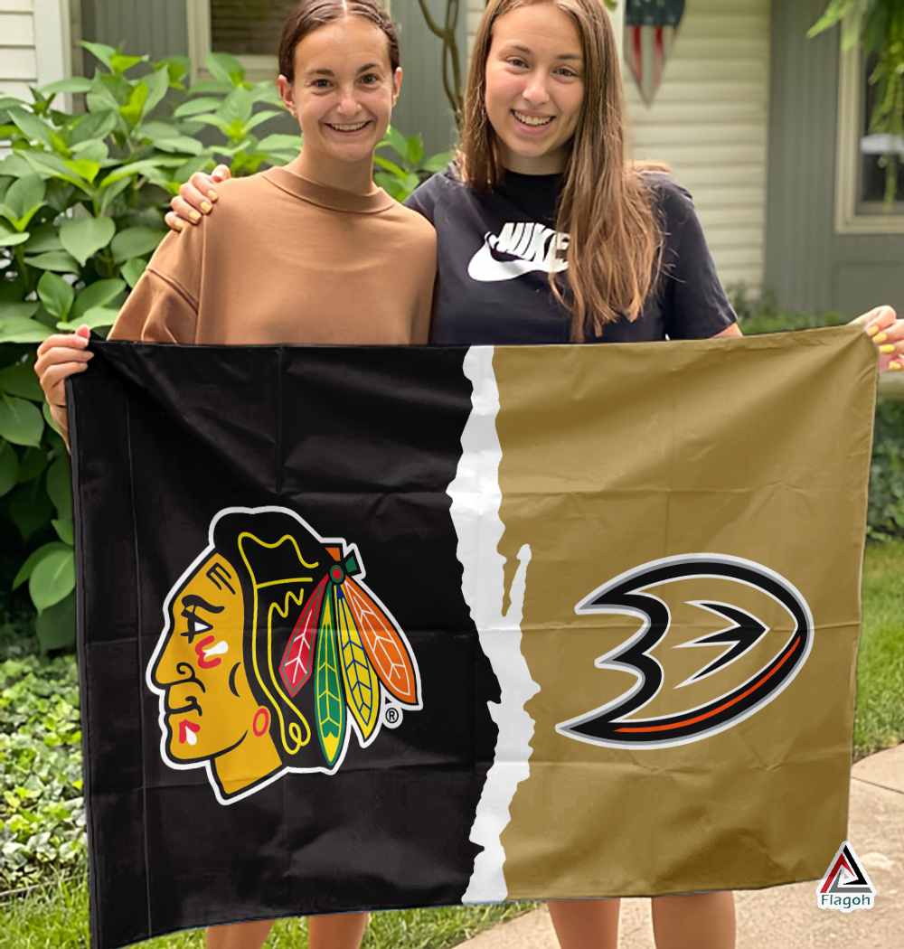 Blackhawks vs Ducks House Divided Flag, NHL House Divided Flag - Image 3