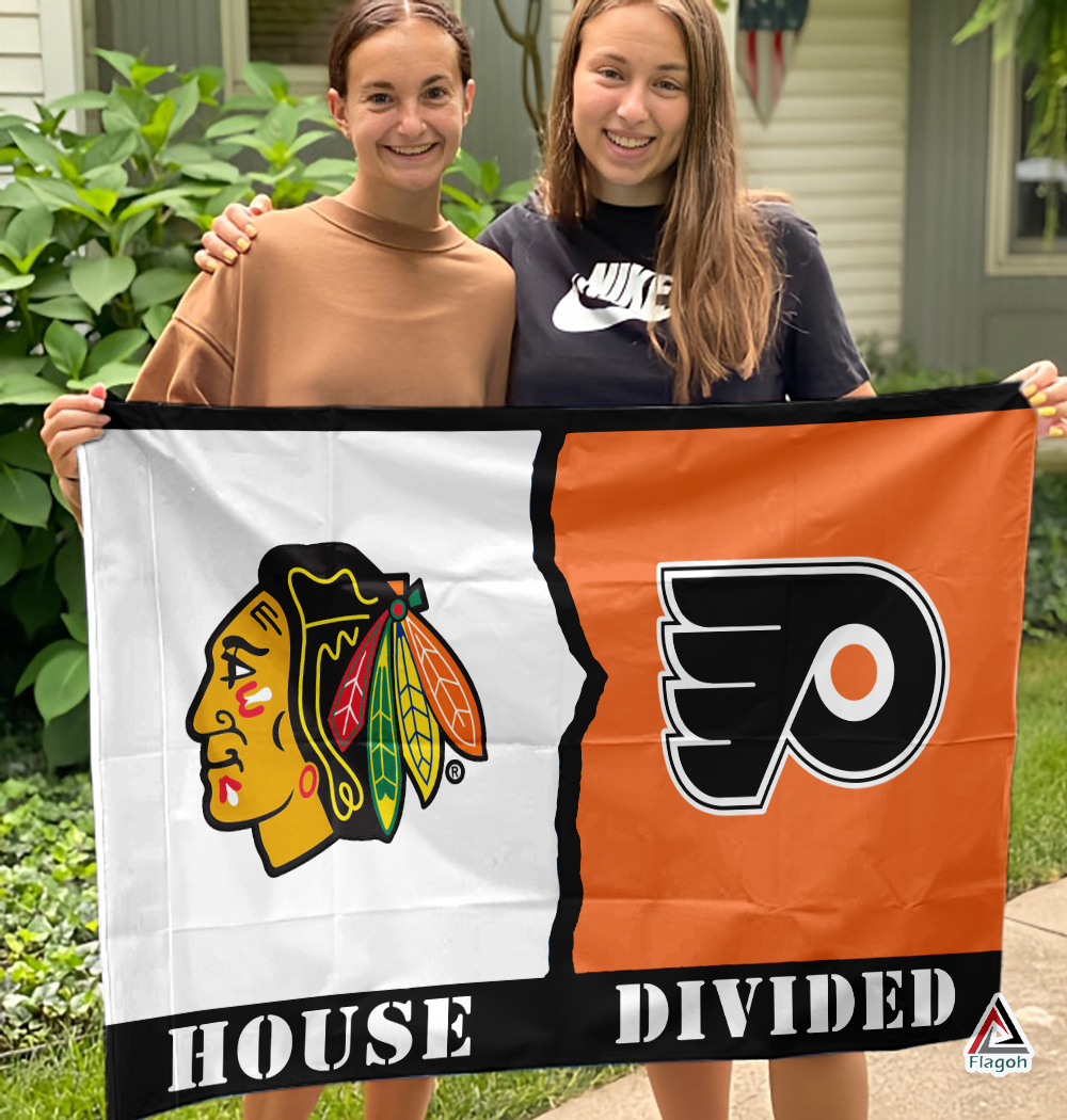 Blackhawks vs Flyers House Divided Flag, NHL House Divided Flag - Image 3