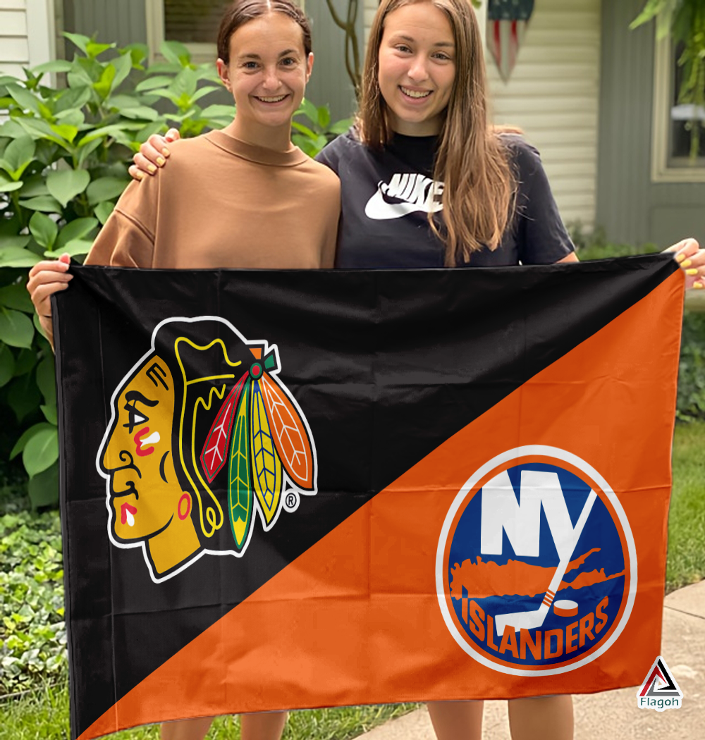 Blackhawks vs Islanders House Divided Flag, NHL House Divided Flag - Image 3