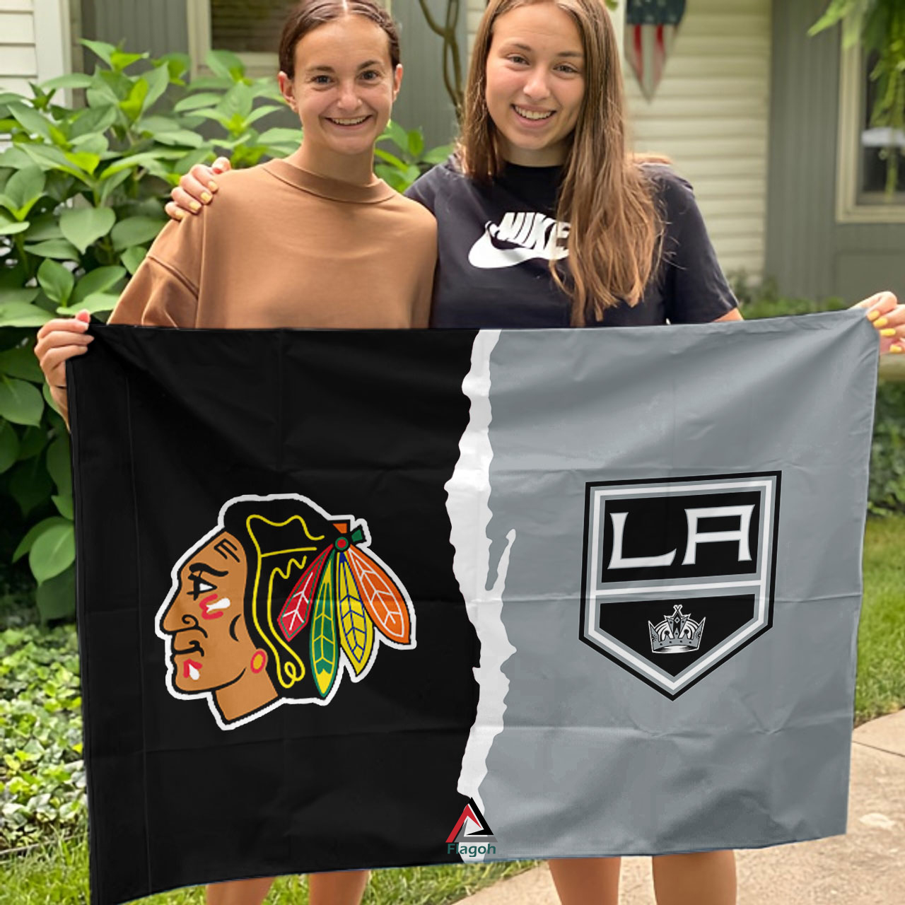 Blackhawks vs Kings House Divided Flag, NHL House Divided Flag - Image 3