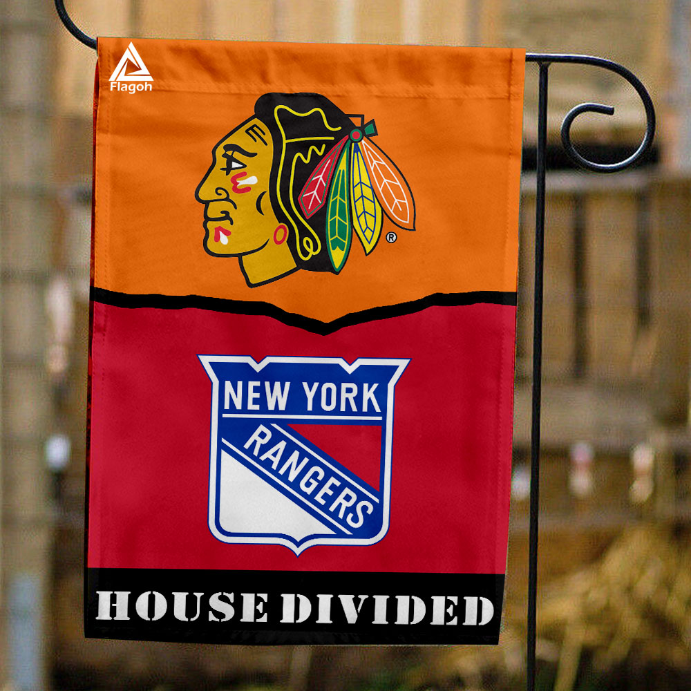 Blackhawks vs Rangers House Divided Flag, NHL House Divided Flag