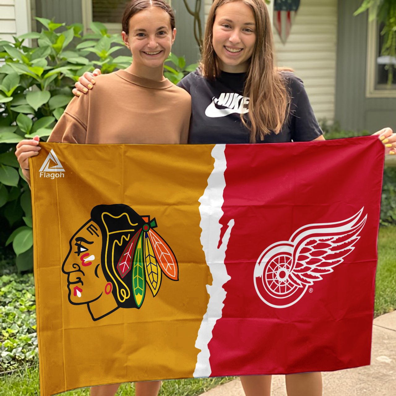 Blackhawks vs Red Wings House Divided Flag, NHL House Divided Flag - Image 3