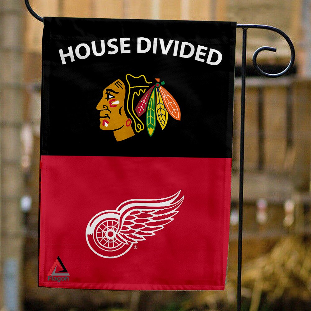 Blackhawks vs Red Wings House Divided Flag, NHL House Divided Flag