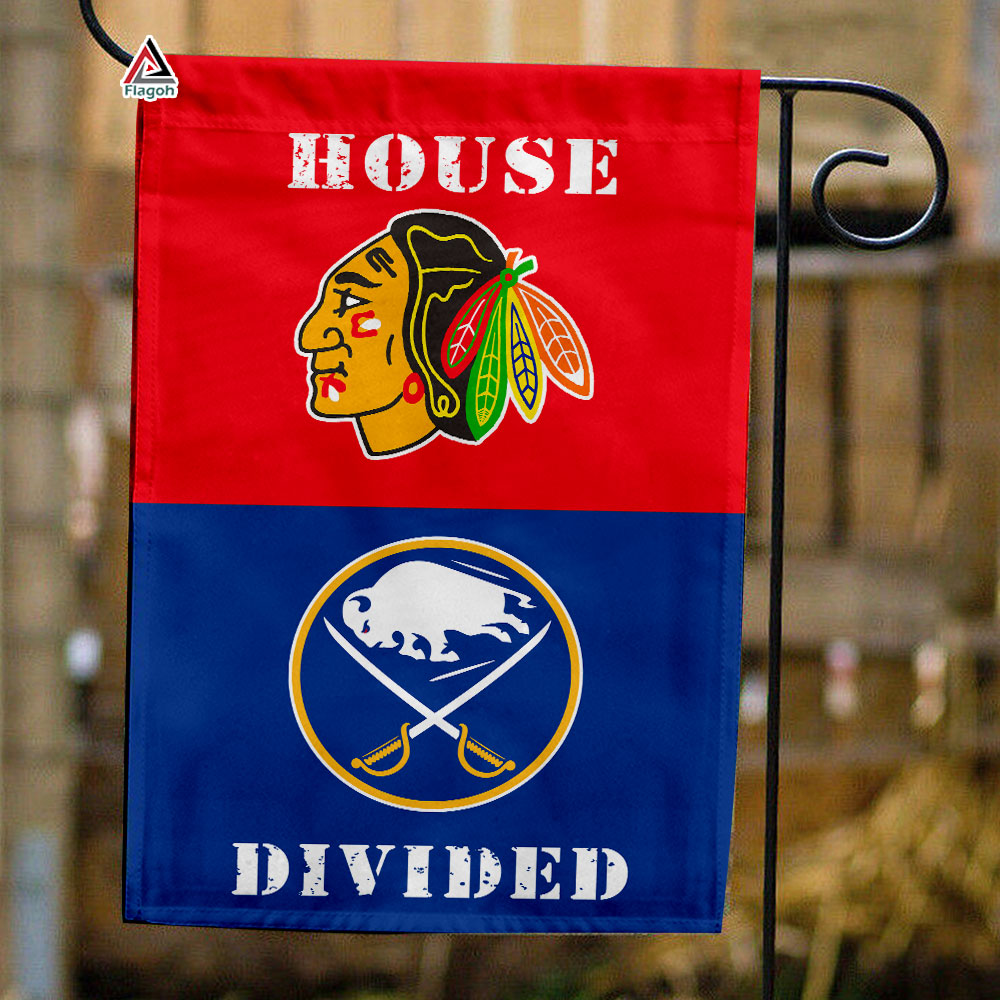 Blackhawks vs Sabres House Divided Flag, NHL House Divided Flag