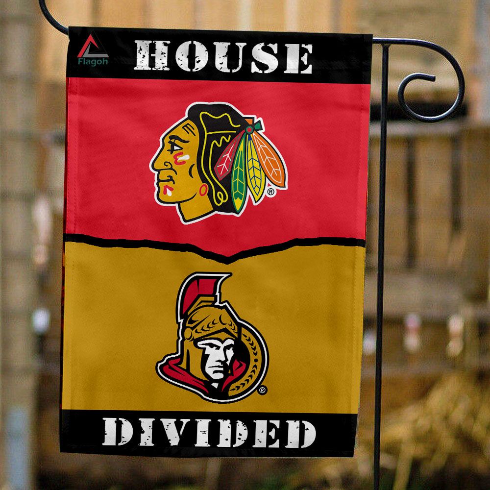 Blackhawks vs Senators House Divided Flag, NHL House Divided Flag