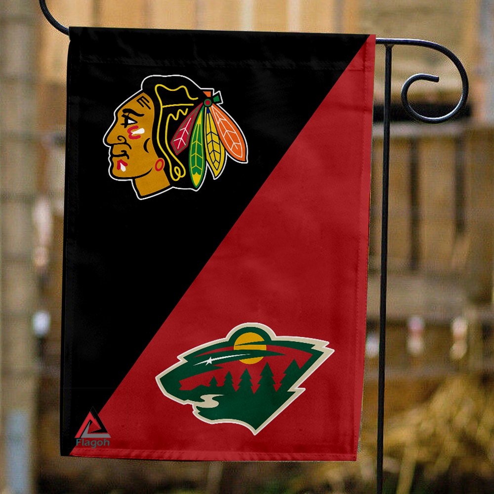 Blackhawks vs Wild House Divided Flag, NHL House Divided Flag